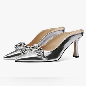 JiaBinji Chain Embellished  Stiletto Mules